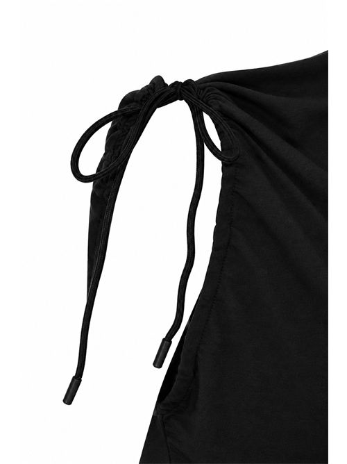 Top con collo asimmetrico in cotone stretch Nero Alpha Studio | AD-6430C2002